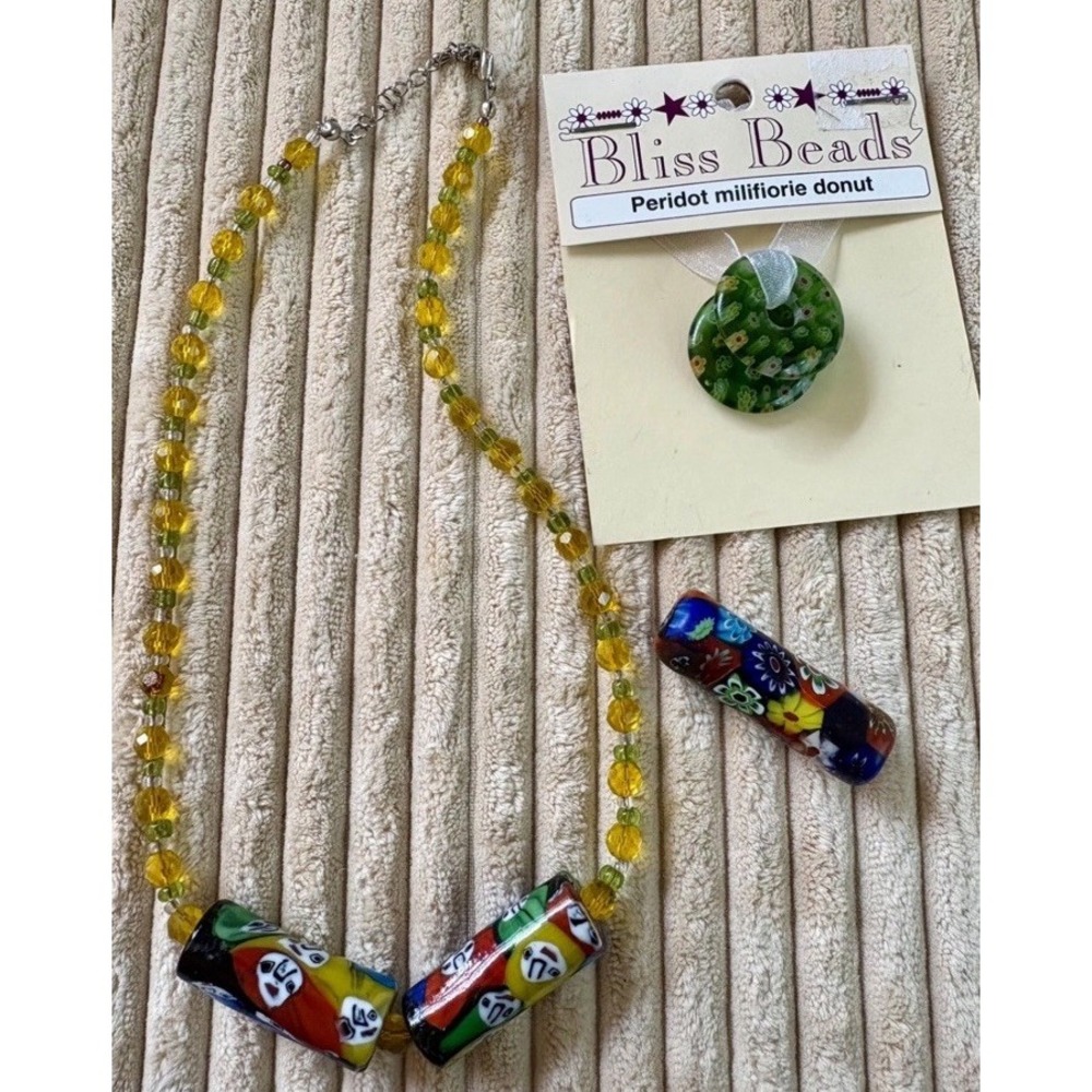 Vintage Jewelry Lot Italian Millefiore Necklace and beads